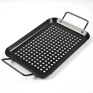 DAPHYLA Non-Stick Grill Pan with Handle Meat Fish Grill Topper Barbecue Grill Accessories Tools