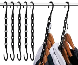 LEEKING wardrobe Organizer Space Saving Clothes Coat Hanger Hanging Hook Foldable Plastic Hangers with 5 Holes