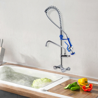 Robinet mural à ressort de cuisine commerciale double unité de pré-rinçage hauteur réglable 2 trous pour vanne en céramique d'eau froide