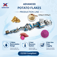 Ligne de production automatique de poudre de pommes de terre et de patates douces en flocons, machine de transformation, production de 600 kg/h, 1200 kg/h, 2000 kg/h