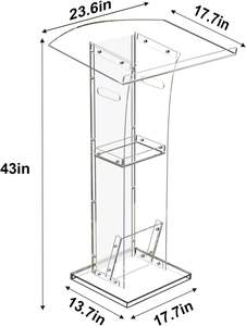 Podio <span class=keywords><strong>de</strong></span> Acrílico Transparente Moderno Personalizado, Podio <span class=keywords><strong>de</strong></span> Pie con Respaldo Transparente, <span class=keywords><strong>Atril</strong></span> <span class=keywords><strong>de</strong></span> Acrílico para Iglesia - Product Image 2