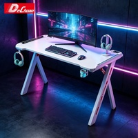 Bureau de jeu blanc à prix d'usine, 100/120/140 cm, multi-tailles, bureau d'ordinateur E-sport avec supports pour accessoires