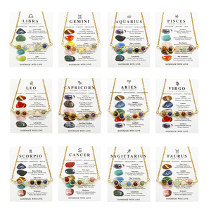 Collana con Perline in Pietra Naturale dei 12 <span class=keywords><strong>Segni</strong></span> <span class=keywords><strong>Zodiacali</strong></span> in Acciaio Inossidabile, Gioielli alla Moda Resistenti all'Acqua e all'Ossidazione - Product Image 2