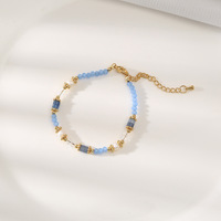 Ensemble de bijoux faits à la main en aventurine bleue, quartz clair, perles d'eau douce, hypoallergénique, pierre naturelle, collier, bracelet
