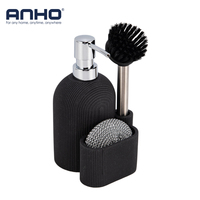 Distributeur de savon multifonctionnel noir avec éponge