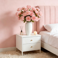 Set Bunga Peony Buatan Warna Pink Muda, 4 Tangkai Bunga dengan Banyak Kepala, 56,7 cm, Bunga Dekoratif Tahan Lama untuk Rumah dan Taman