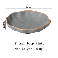 Assiettes creuses en grès de forme irrégulière de 8 pouces, assiettes de table domestiques, assiettes de service pour restaurant, assiettes à steak en céramique personnalisées OEM