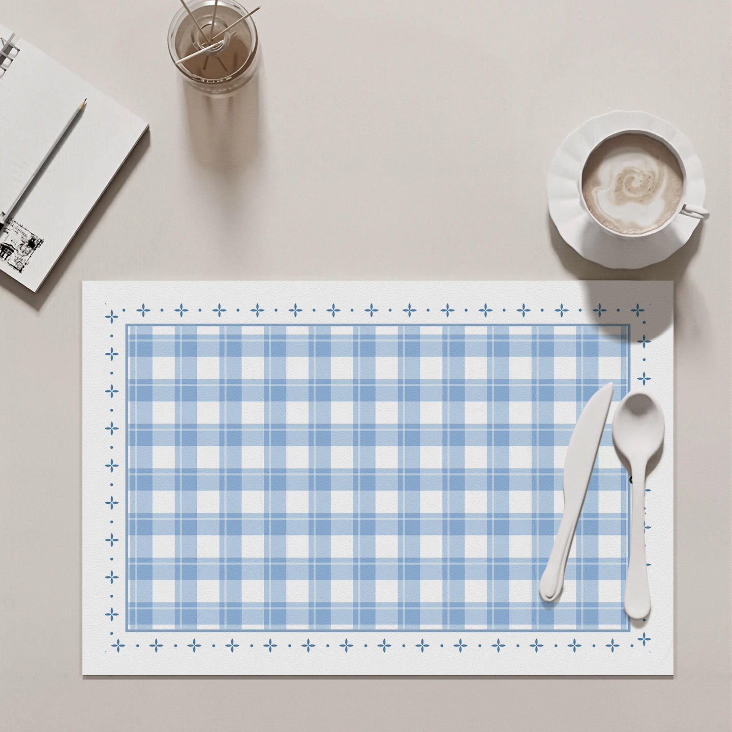 Ombre à carreaux bleu clair