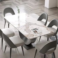 Table à manger rectangulaire de style italien minimaliste en acier au carbone Delifeng, plateau en pierre, mobilier de maison multifonctionnel de luxe