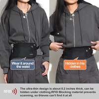 Porte-passeport ceinture d'argent léger avec logo personnalisé Portefeuille de voyage caché et sécurisé avec blocage RFID