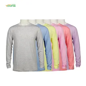 Wholesale Unisex Cotton Feel 190Gram Polyester Long Sleeve Tee Shirts Sublimation Blank Long Sleeve T Shirt For Custom Printing