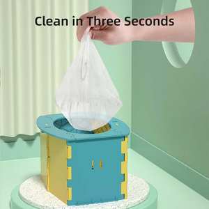 Sunnuo กระโถนเด็กพลาสติกพกพาได้พับได้พกพาได้ใช้ในกลางแจ้งใช้ในการตั้งแคมป์ใช้ในรถการฝึกเข้าห้องน้ำฉุกเฉิน - Product Image 6