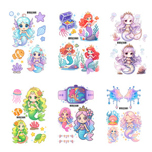 1 Set de 6 Feuilles de Tatouages Temporaires Colorés à Paillettes Autocollant Belle Sirène Dessin Animé <span class=keywords><strong>Tatouage</strong></span> Imperméable pour Visage Bras Jambe - Product Image 6