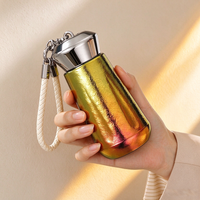 Bouteille d'eau isotherme en titane pur à double paroi avec diamant, tasse de voyage portable avec cordon et coffret cadeau