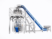 Machine d'emballage VFFS UMEO 14 à scellage arrière, pneumatique automatique en acier inoxydable SS304, pour granulés, noix, snacks, pop-corn, chips, aliments pour animaux de compagnie, sachets de 1 à 10 kg