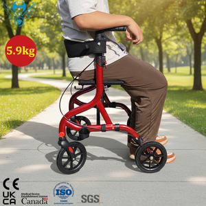 折叠式轻型助行器，铝制轮椅，带座椅，高度可调节，耐用-厂家直销批发 - Product Image 1