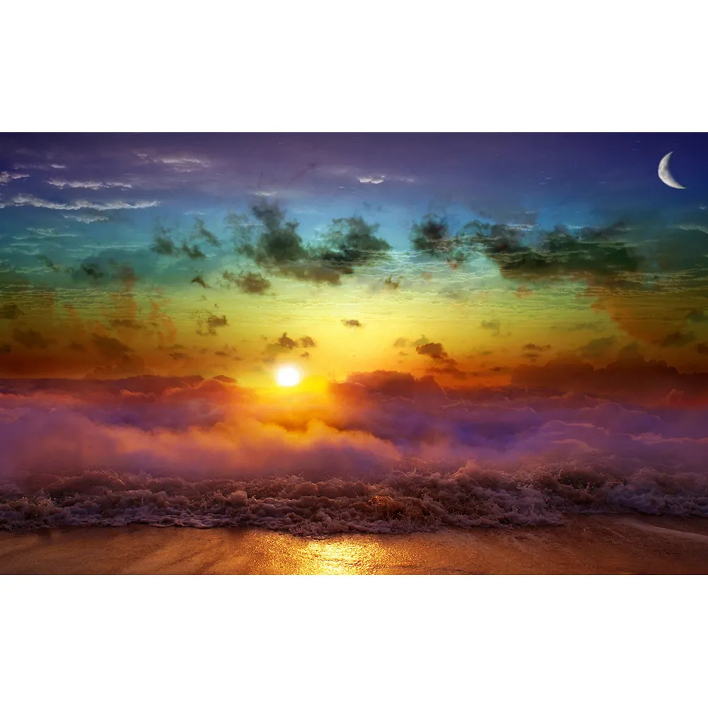 Sunset painting with clouds