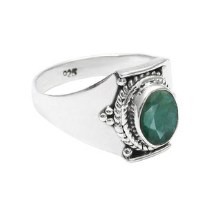 Joyería fina, anillos de piedras preciosas de piedra de nacimiento de Esmeralda Natural de Plata de Ley 925 para mujer, joyería hecha a mano, anillos de plata al por mayor OEM - Product Image 2