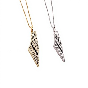 New Arrival Classic Trendy 18K Gold Plated Rhinestone Crystal Kufia Necklace Stainless Steel Link <strong>Map</strong> Jewelry for <strong>Gift</strong> - Product Image 1