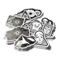 Autocollants Haoxuan en ligne artistique noir et blanc, découpés au laser en PP avec finition mate pour journaux, emballages, artisanat, cadeaux et décoration