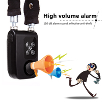 Kunci Sepeda Anti Maling Pintar dengan Alarm Kontrol Jarak Jauh, Rantai Baja 80cm Tahan Air IP55, Kompatibel untuk Sepeda dan Motor