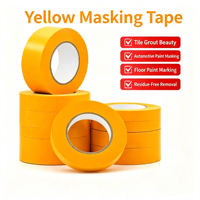 Ruban de masquage en papier crépon Washi jaune, résistant aux hautes températures, adhésif acrylique, imperméable, multi-rouleaux, pour peinture automobile et sols