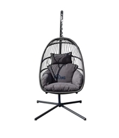 Chaise pliante suspendue pour patio extérieur Chaise à oeufs en rotin avec balançoire et coussin