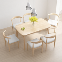 Ensemble table et chaises modernes en bois massif avec coussins pour mobilier de restaurant