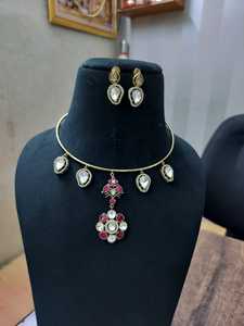 ชุดจี้ใหม่ป้องกันการเสื่อมเสียของชุดสร้อยคอหินธรรมชาติชุดปาร์ตี้ออกแบบพรีเมี่ยมเครื่องประดับผู้หญิงอินเดียทำด้วยมือสินค้าจำนวนมาก - Product Image 5