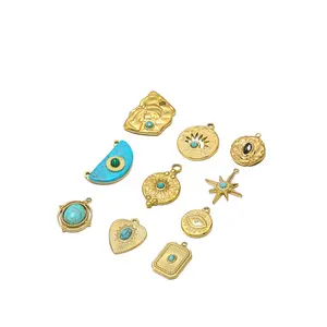 DIY Drop Oil Lucky Eye Palm Charm Pendant For Necklace Bracelet Earring Women Decorative Jewelry Accessories