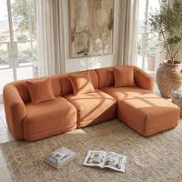 Modernes Ecksofa, wandelbar, L-förmig, modular, komprimierbar, mit Ottoman, 3-Sitzer-Couch für das Wohnzimmer
