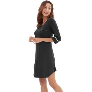 Vente en gros de chemises de nuit pour femmes à manches 3/4, vêtements de nuit en viscose de bambou rafraîchissante, taille S-4X - Product Image 4