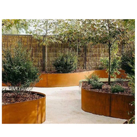 Conception moderne Vente en gros Bordure de jardin en acier corten Bordure rectangulaire imperméable en bois pour ornements de jardin