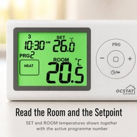 Thermostat Nirkabel Pintar OEM Grosir 868MHz RF Pengontrol Suhu Ruangan Digital HVAC yang Dapat Diprogram