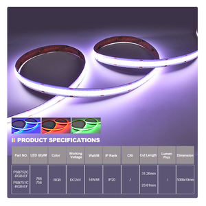 Bande LED COB RGB 756LEDs/M DC12V Sans points sombres Flexible et pliable Ruban LED haute densité pour intérieur Maison/Mariage Bar - Product Image 4