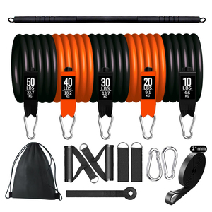 15pcs Corde Élastique Multifonctionnelle Résistance à la Maison Fitness Corde de Traction Extension de Poitrine TPE Tube Band Set avec 3 Section Pliate Bar - Product Image 6