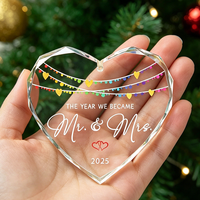 Ornement de Noël en verre cristal transparent en forme de cœur, pendentifs en cristal à impression UV DIY, décoration, cadeau personnalisé, souvenir