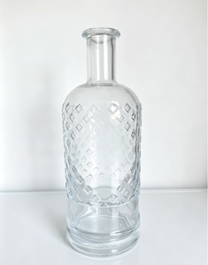 Bouteille en verre à liqueur transparente gaufrée <span class=keywords><strong>de</strong></span> 750 ml, vide, avec logo personnalisé, pour whisky, vodka, <span class=keywords><strong>gin</strong></span> - Product Image 4