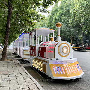 รถไฟไร้รางคุณภาพสูง 28 ที่นั่ง พร้อมตู้โดยสารกว้างขวางสามห้อง สำหรับความสนุกสนานในครอบครัว และเครื่องเล่นในสวนสนุกที่สวยงาม มีจำหน่ายแล้ว - Product Image 5
