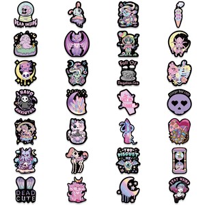 56 pièces d'autocollants graffiti gothiques violet foncé décoration bagages bricolage autocollants imperméables - Product Image 5