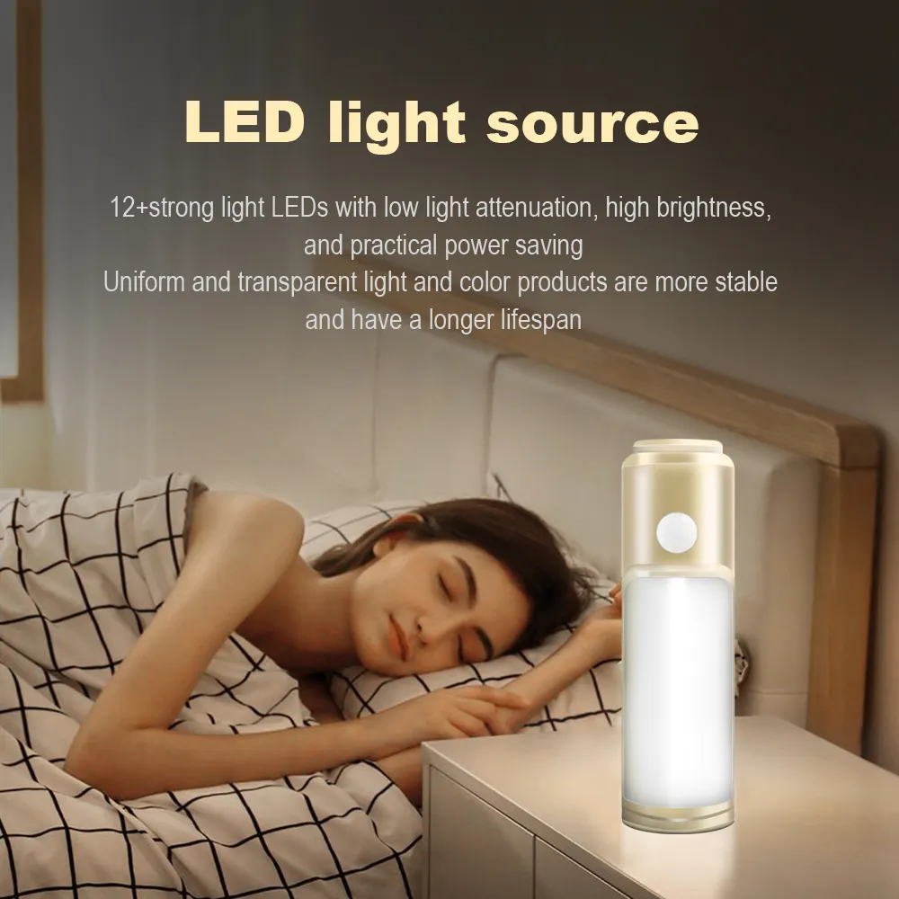 Sensor tubuh lampu Led malam senter kuat Usb lampu Led pengisian daya rumah tangga