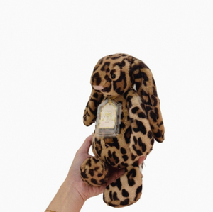PLAYPOP Peluche Lapin Timide Style JC Version Haute 30cm Ultra Doux Imprimé Guépard Oreilles Longues Lapin Apaisant avec Base Lestée - Product Image 4
