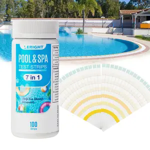 Teste rápido de água para piscina 7 em 1, testes de água para piscina, acidificação de cloreto e bromo, pH, alcalinidade e dureza, 15s
