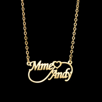 Collier personnalisé avec nom, cœur creux tendance, acier inoxydable plaqué or, chaîne à maillons, style hip-hop, unisexe, UIONEN 2048