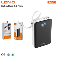 LDNIO PQ43 Prix d'usine, batterie externe haute capacité, charge rapide 65W, chargeur de voyage approuvé pour le transport aérien, batterie externe mini