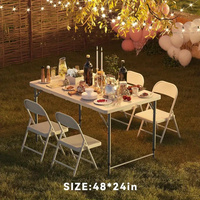 Table pliante 4 pieds, portable, robuste, en plastique, pliable en deux, hauteur réglable, pour salle de sport, extérieur, hôtel, cuisine, moderne