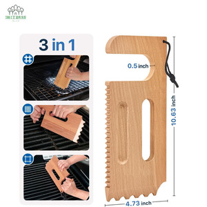 Raspador de barbacoa de madera Yuexin, herramienta de limpieza portátil minimalista de madera de haya para parrilla - Product Image 3