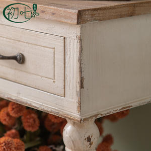 White Vintage <b>Console</b> <b>Table</b> Distressed Antique Style Wood Top <b>Storage</b> Shelf Entryway Desk American Country Decor - Product Image 3