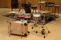 Portable Suitcase Drum Set, Foldable & Movable Jazz Drums, Beginner Performance Percussion Instrument for Adults & Kids