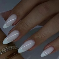 24 pièces/boîte Nouvelle Arrivée Ongles Press-On Amande Style Français Minimaliste Haut de Gamme en ABS Couverture Complète avec Colle Faux Ongles Artificiels